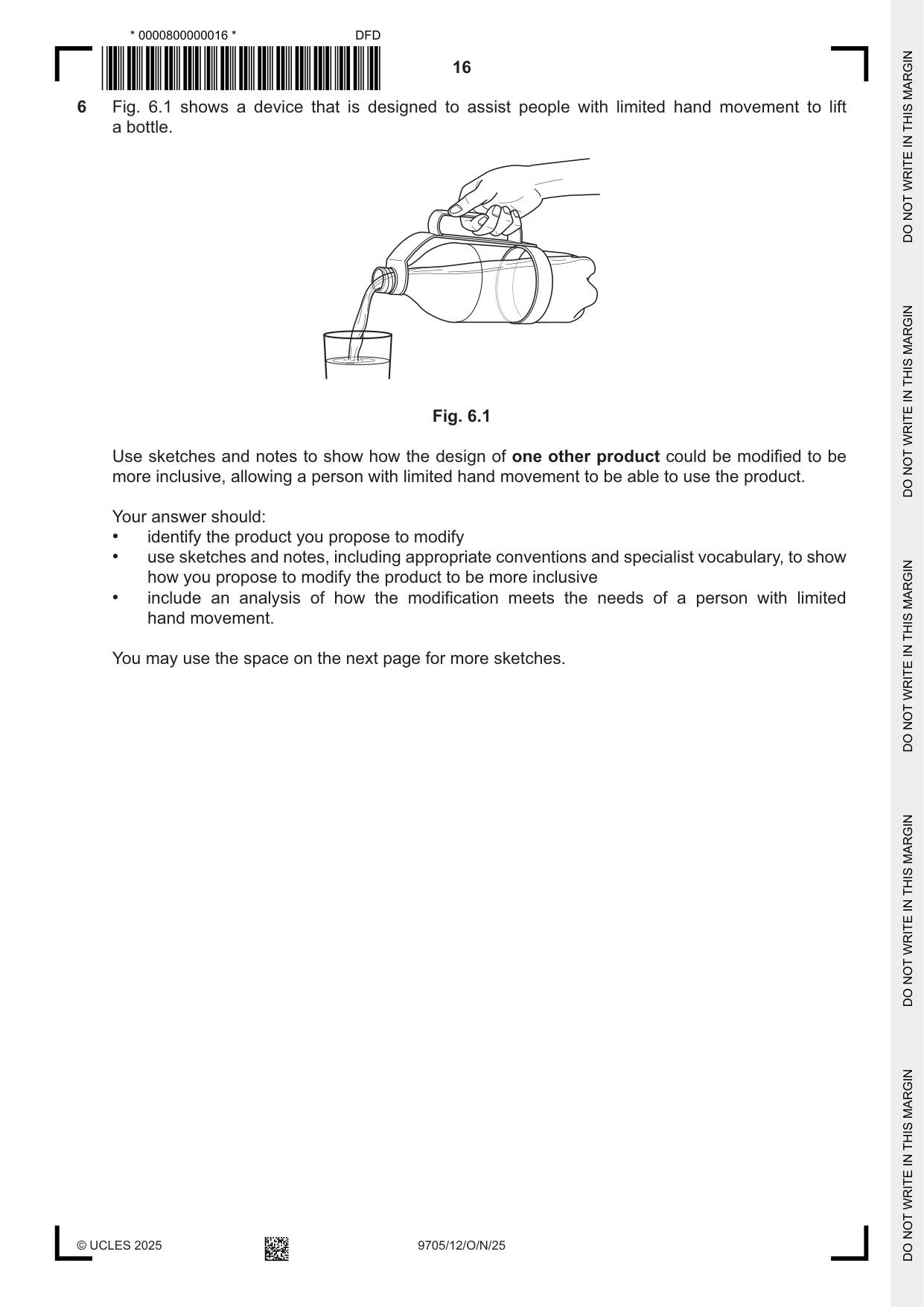 Cambridge A Level Design and Technology 9705 2025 Oct/Nov Paper 1 · Variant 2 question paper, page 16 of 20