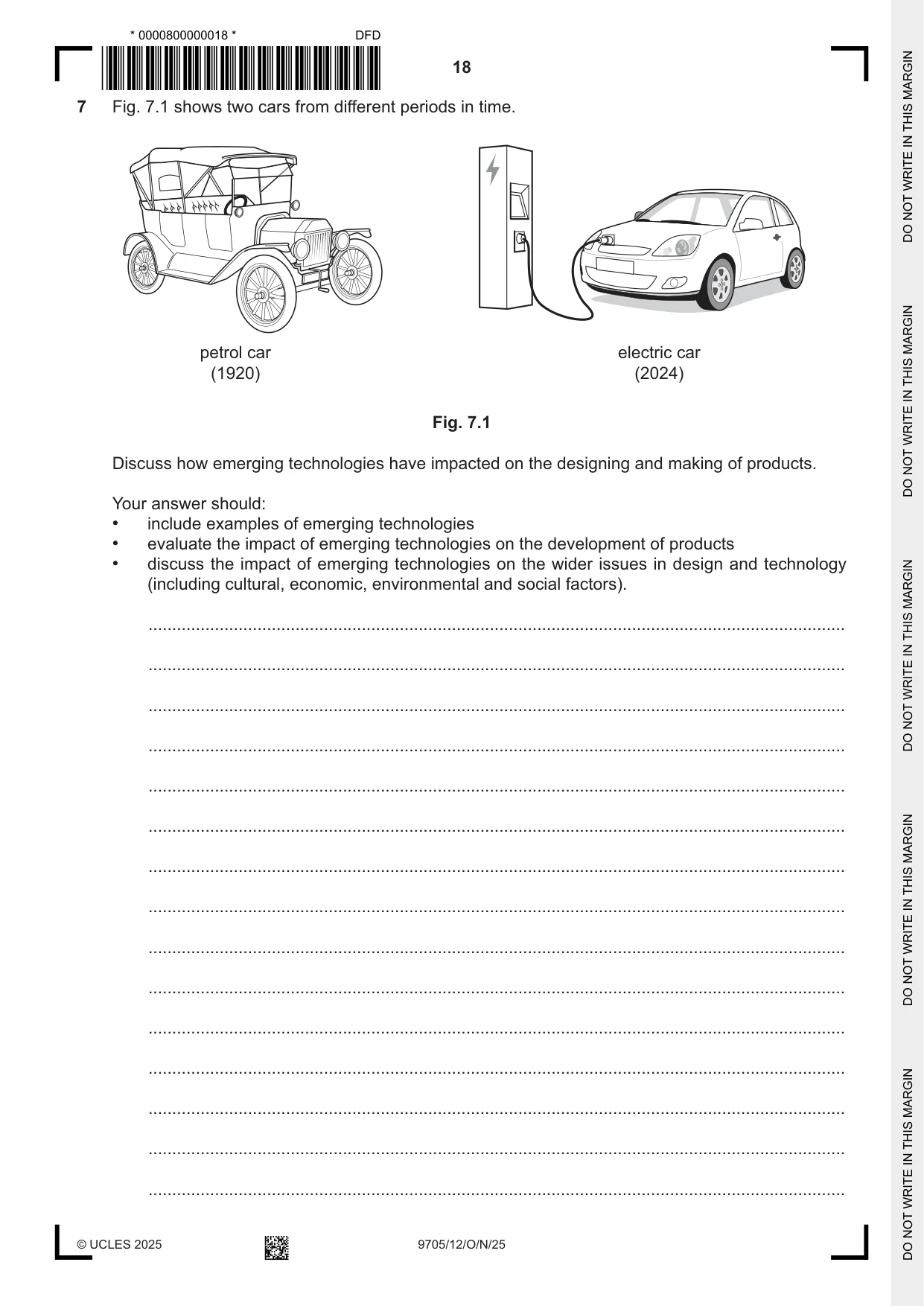 Cambridge A Level Design and Technology 9705 2025 Oct/Nov Paper 1 · Variant 2 question paper, page 18 of 20