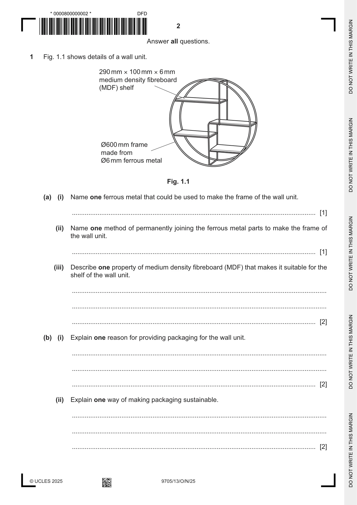Cambridge A Level Design and Technology 9705 2025 Oct/Nov Paper 1 · Variant 3 question paper, page 2 of 20