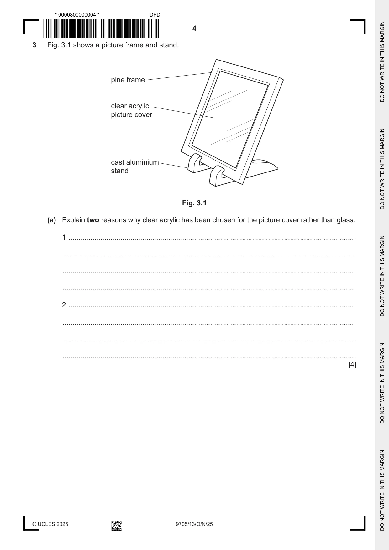 Cambridge A Level Design and Technology 9705 2025 Oct/Nov Paper 1 · Variant 3 question paper, page 4 of 20