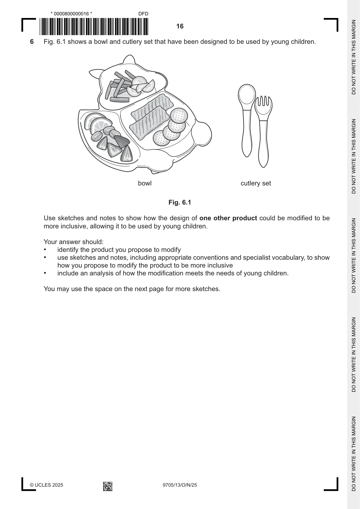 Cambridge A Level Design and Technology 9705 2025 Oct/Nov Paper 1 · Variant 3 question paper, page 16 of 20