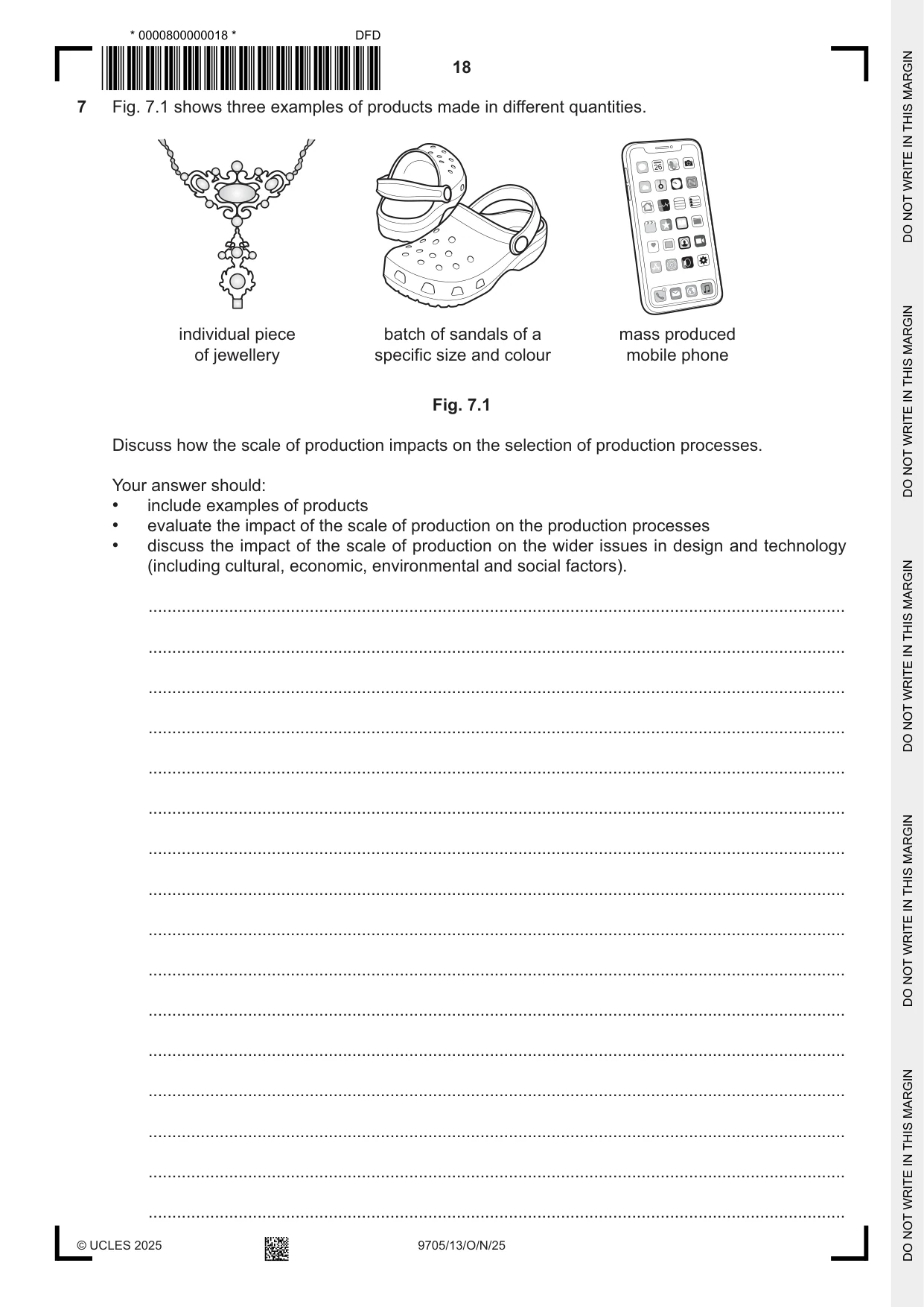 Cambridge A Level Design and Technology 9705 2025 Oct/Nov Paper 1 · Variant 3 question paper, page 18 of 20