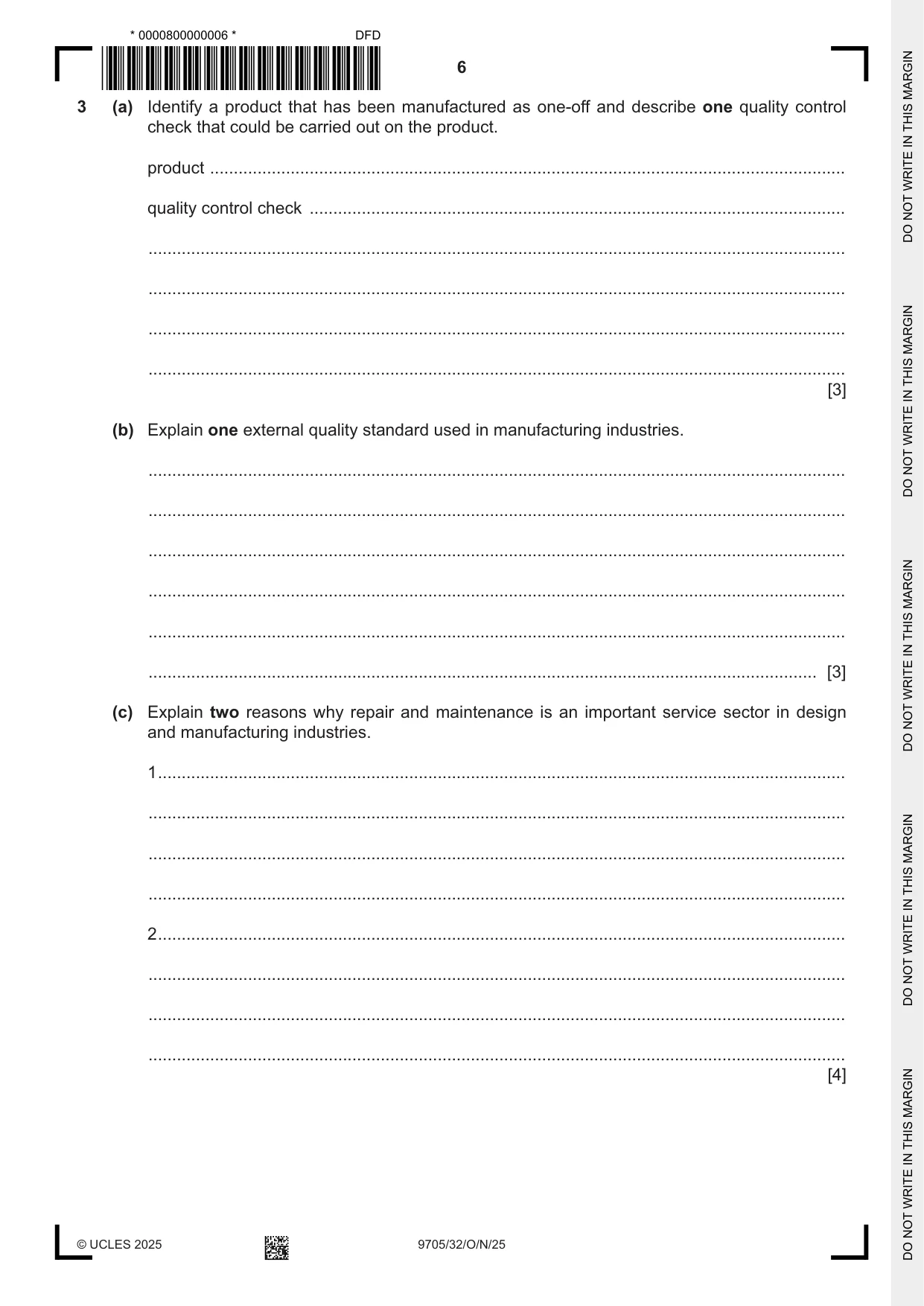 Cambridge A Level Design and Technology 9705 2025 Oct/Nov Paper 3 · Variant 2 question paper, page 6 of 16