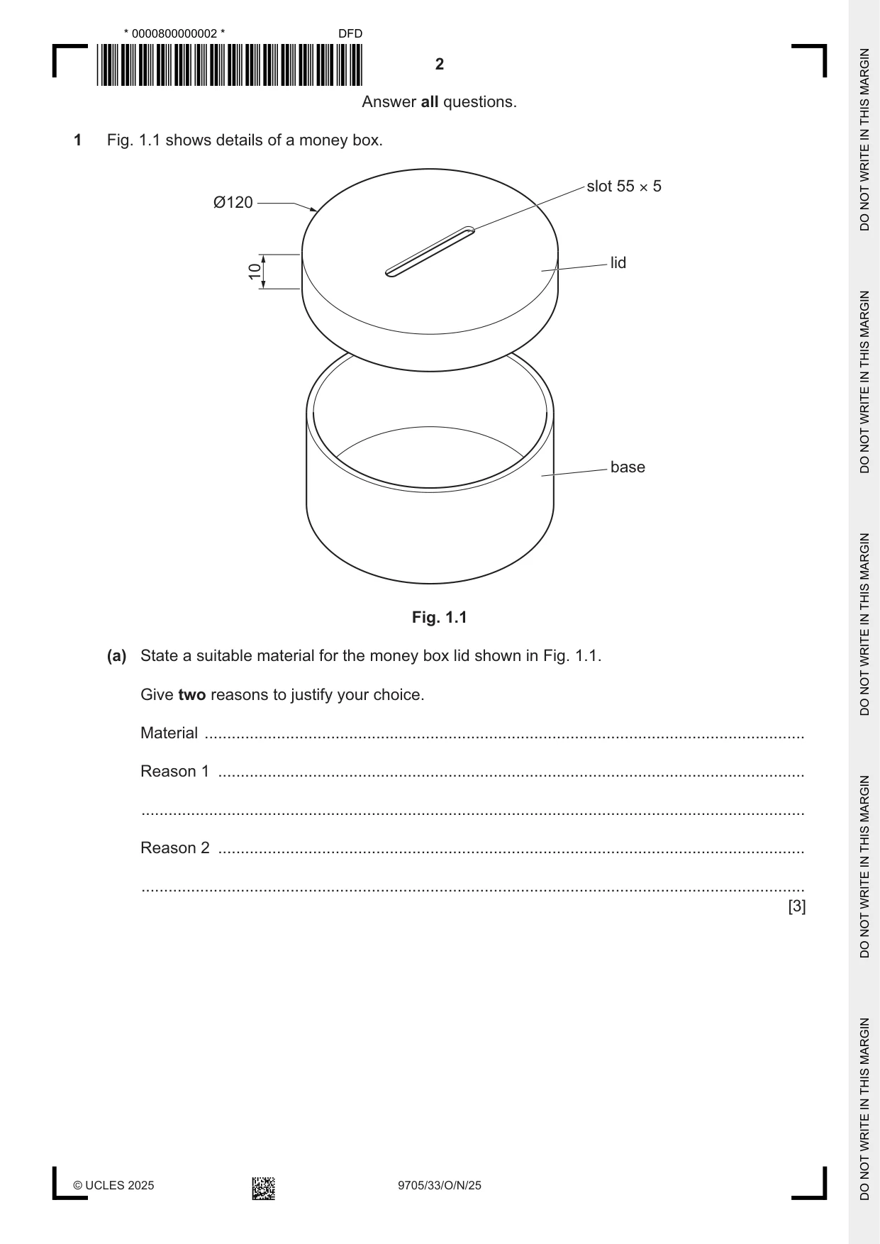 Cambridge A Level Design and Technology 9705 2025 Oct/Nov Paper 3 · Variant 3 question paper, page 2 of 16