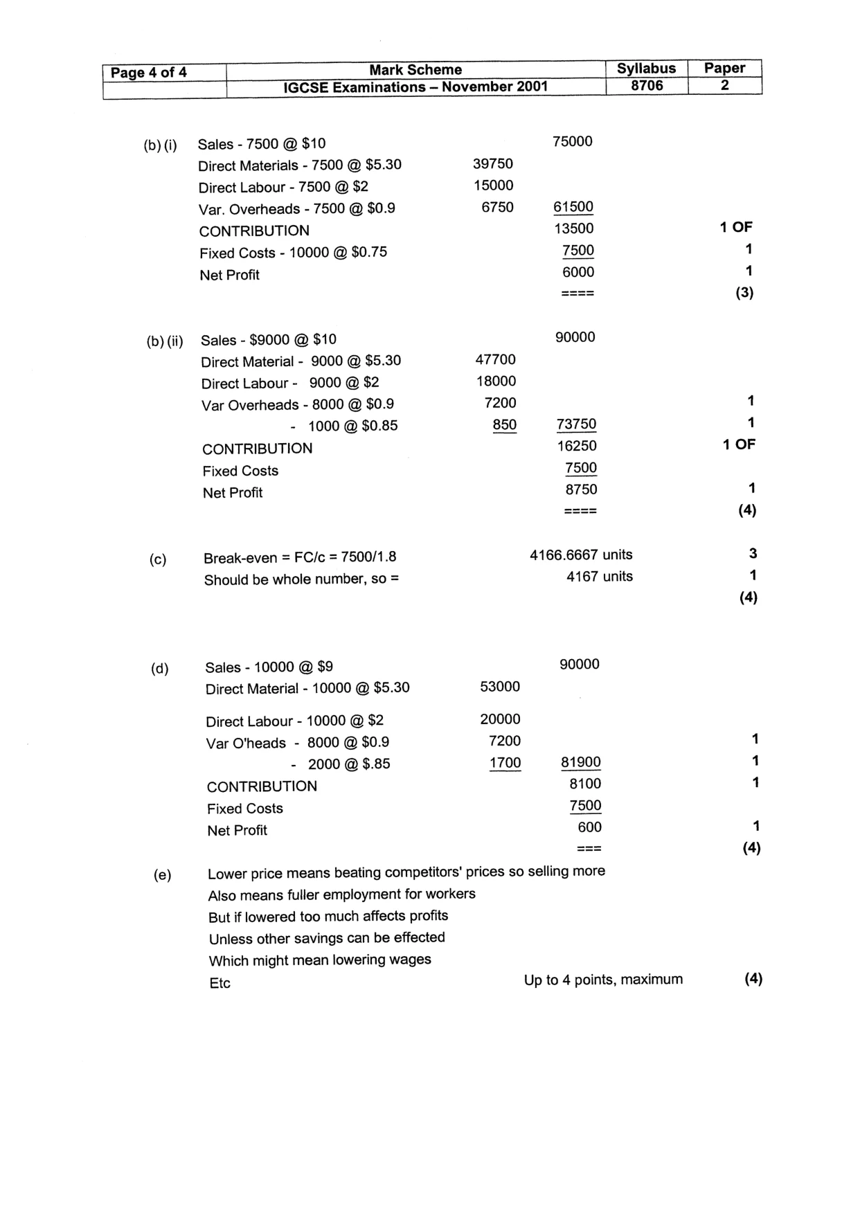 Mark scheme, page 9 of 12