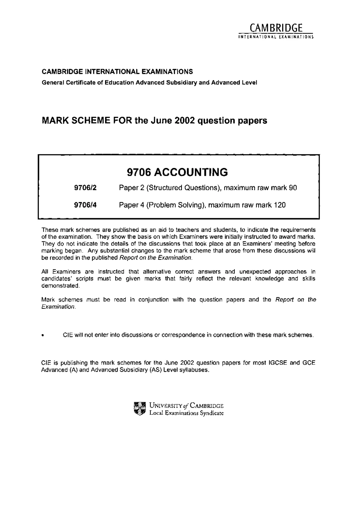Mark scheme, page 1 of 8