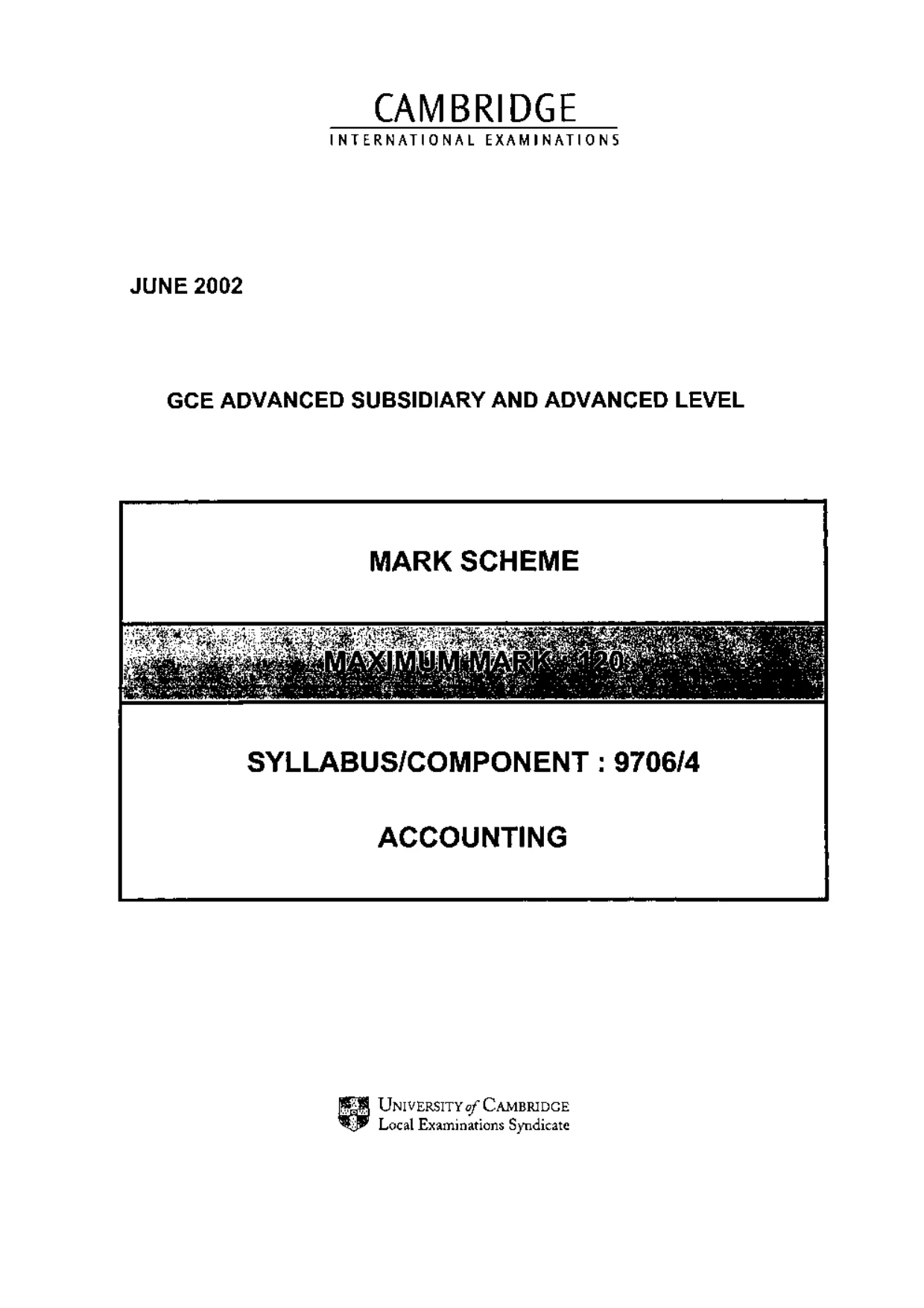 Mark scheme, page 1 of 6