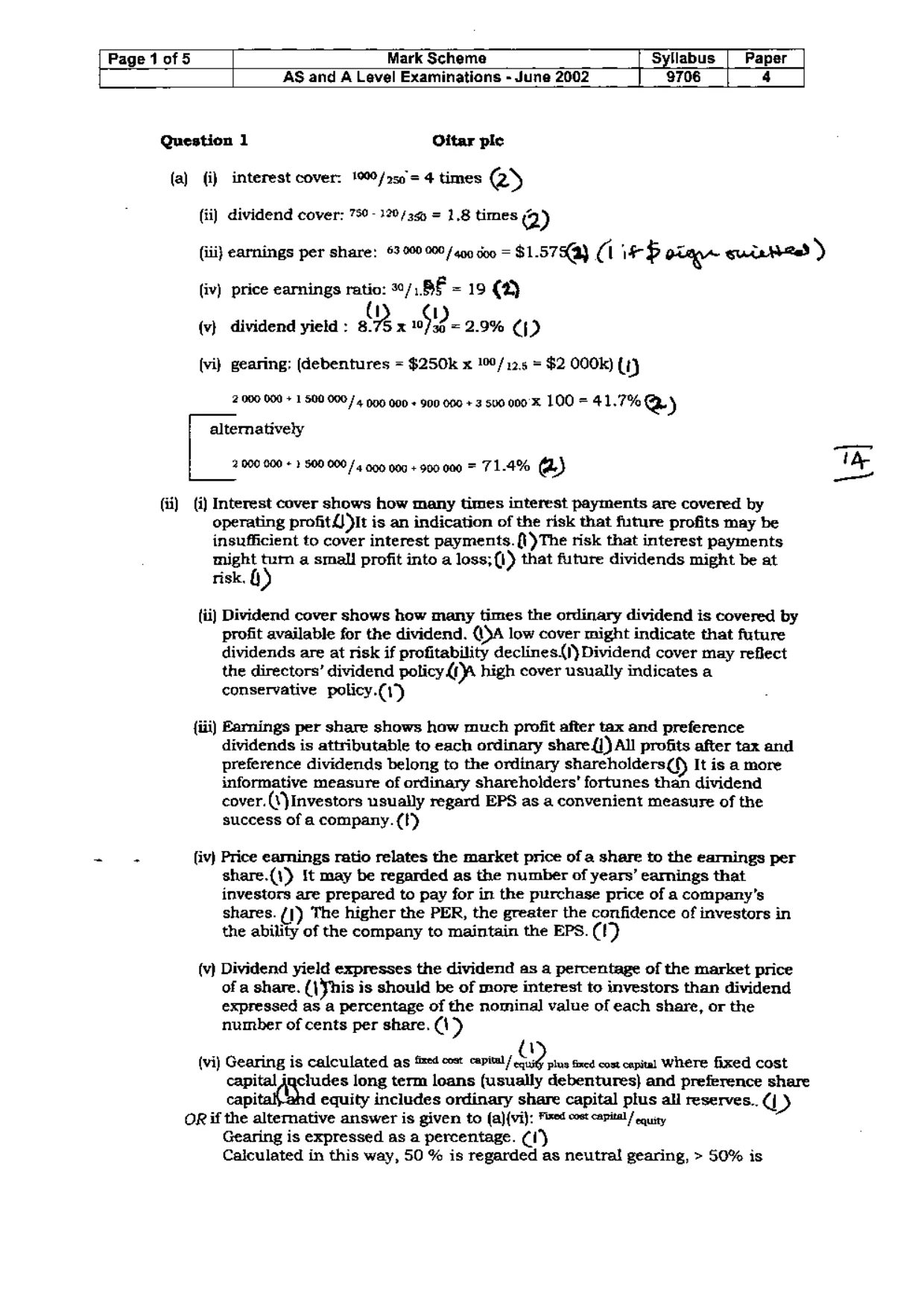 Mark scheme, page 2 of 6