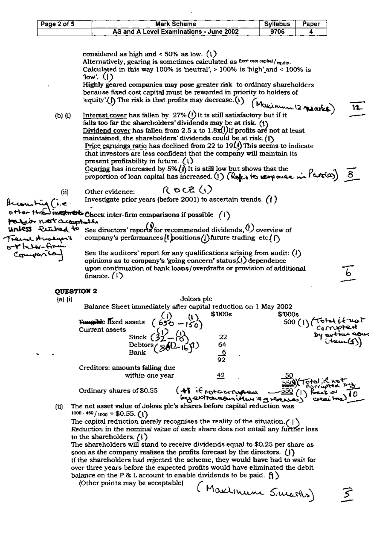 Mark scheme, page 3 of 6