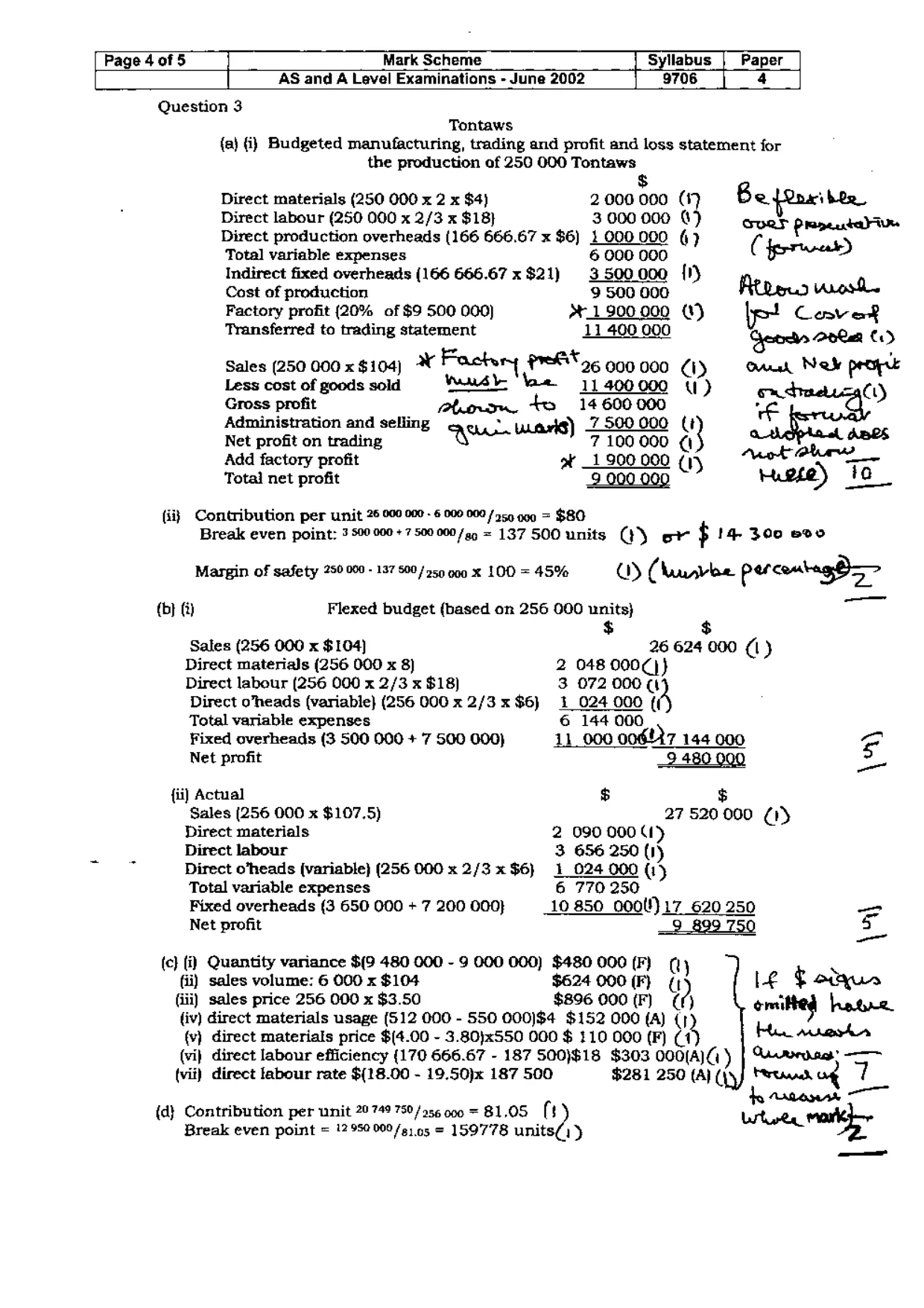 Mark scheme, page 5 of 6