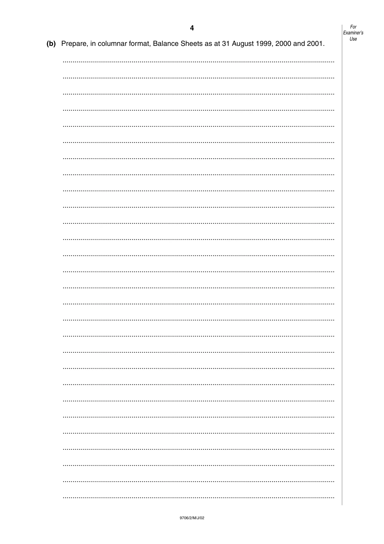 Cambridge A Level Accounting 9706 2002 May/June Paper 2 · Variant 1 question paper, page 4 of 16