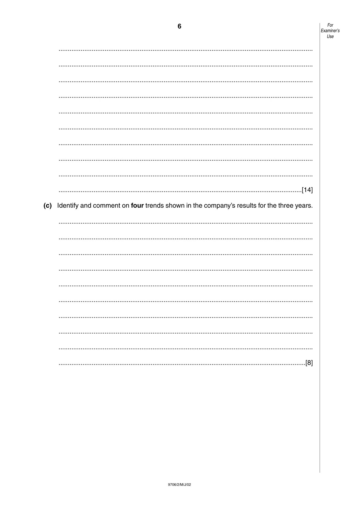 Cambridge A Level Accounting 9706 2002 May/June Paper 2 · Variant 1 question paper, page 6 of 16