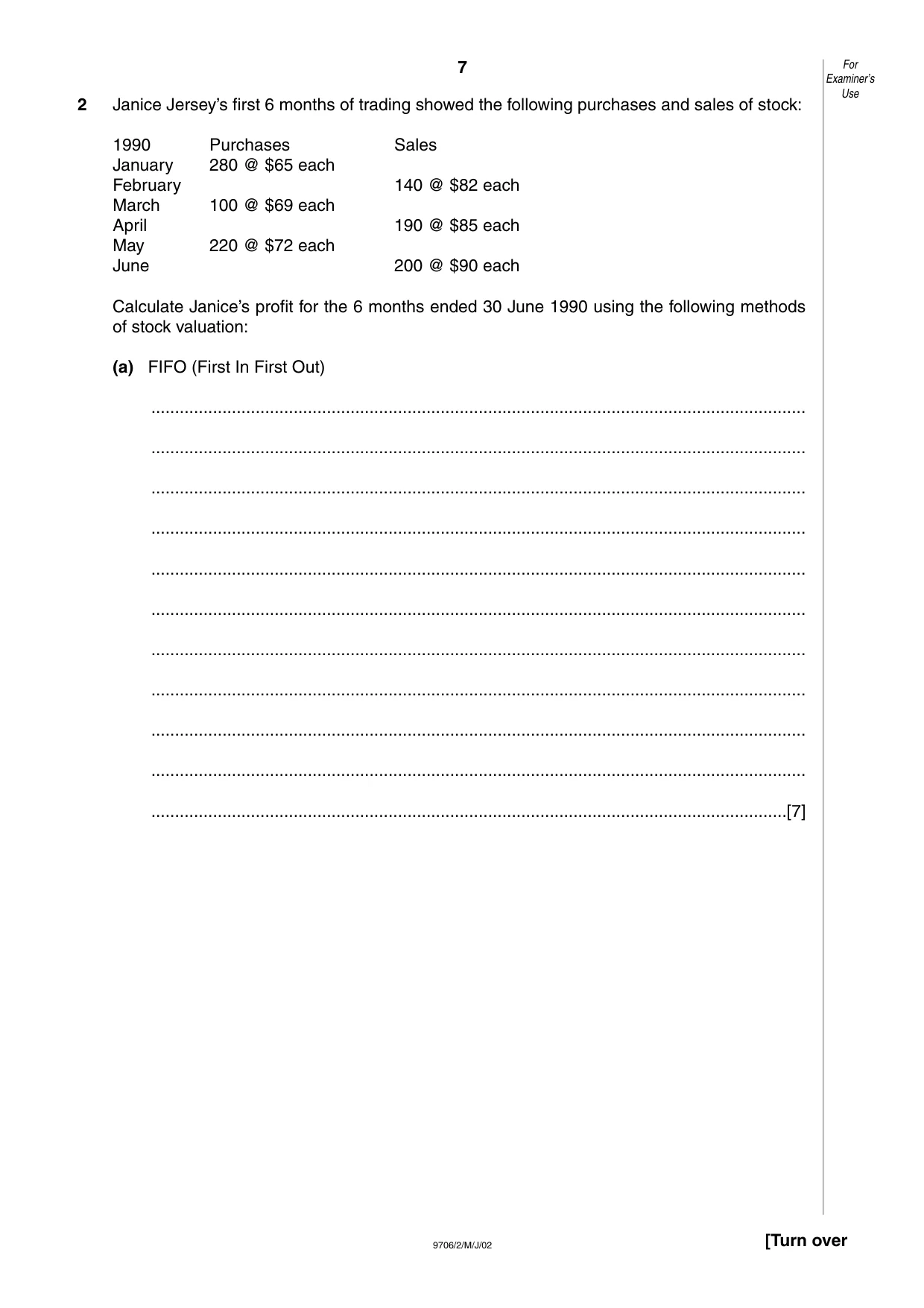 Cambridge A Level Accounting 9706 2002 May/June Paper 2 · Variant 1 question paper, page 7 of 16