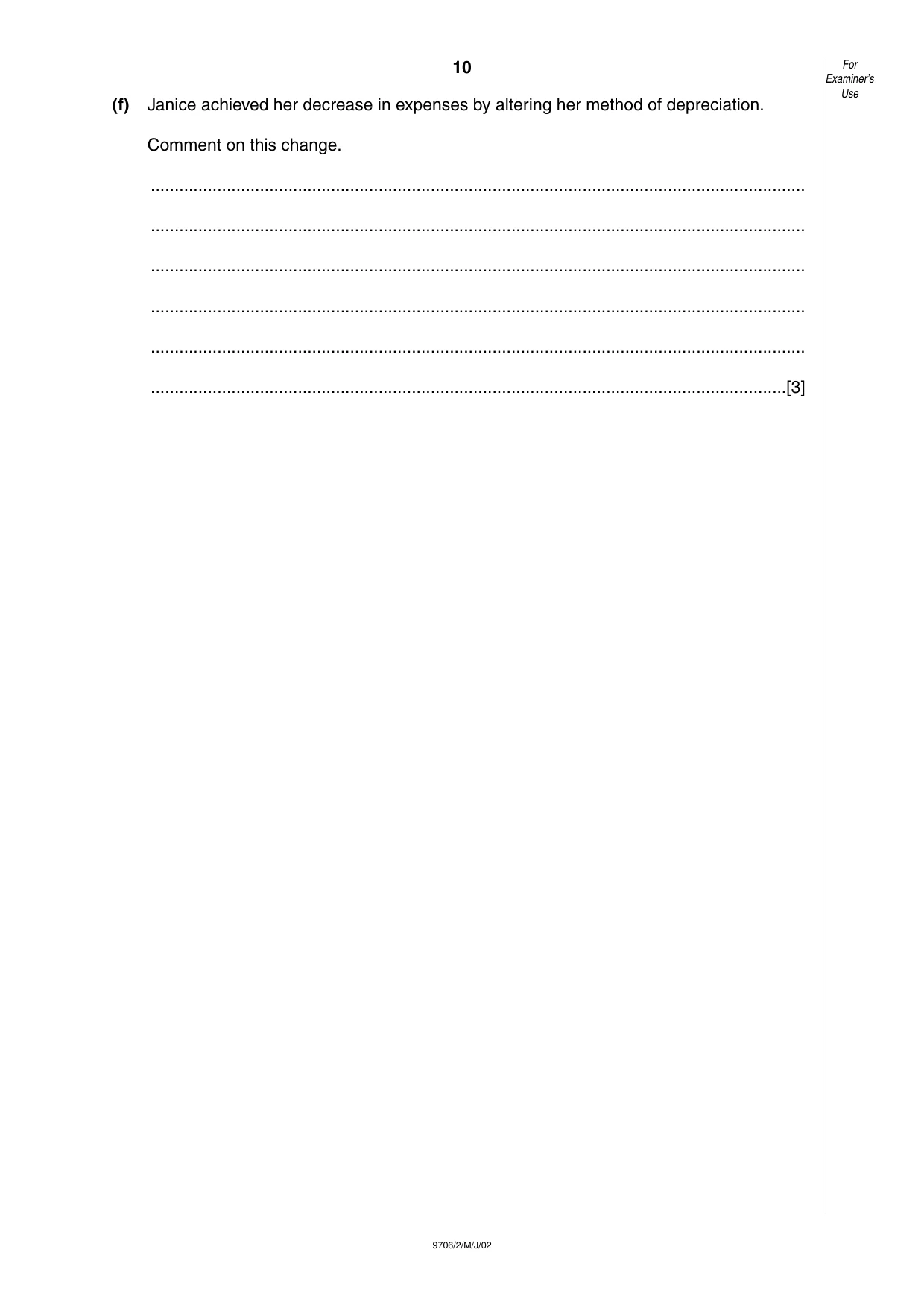 Cambridge A Level Accounting 9706 2002 May/June Paper 2 · Variant 1 question paper, page 10 of 16