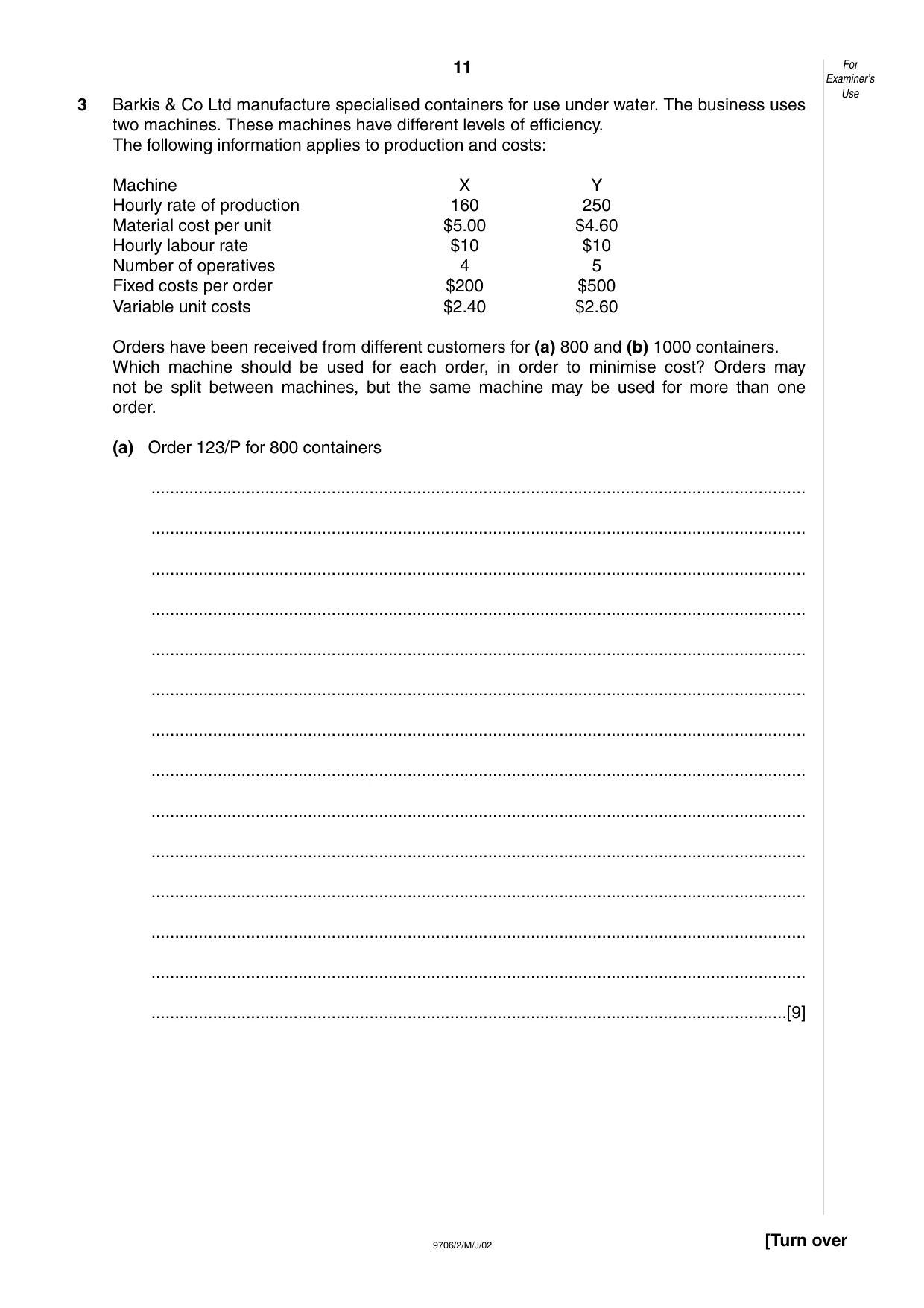 Cambridge A Level Accounting 9706 2002 May/June Paper 2 · Variant 1 question paper, page 11 of 16
