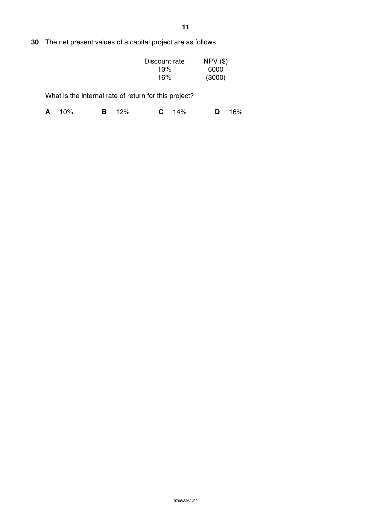 Cambridge A Level Accounting 9706 2002 May/June Paper 3 · Variant 1 question paper, page 11 of 12