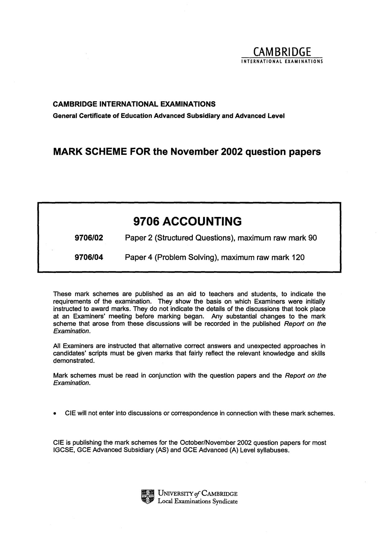 Mark scheme, page 1 of 5
