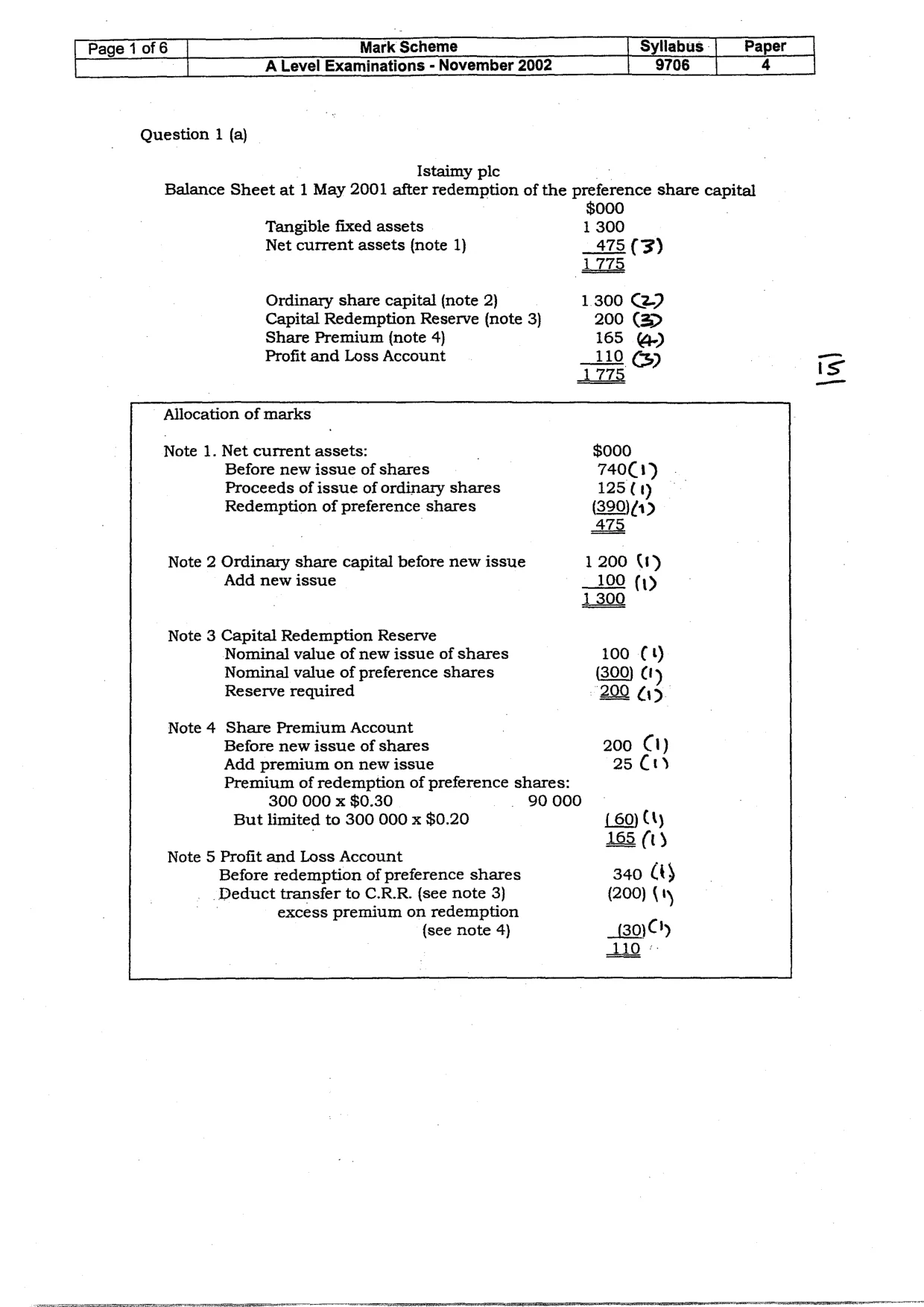 Mark scheme, page 2 of 7
