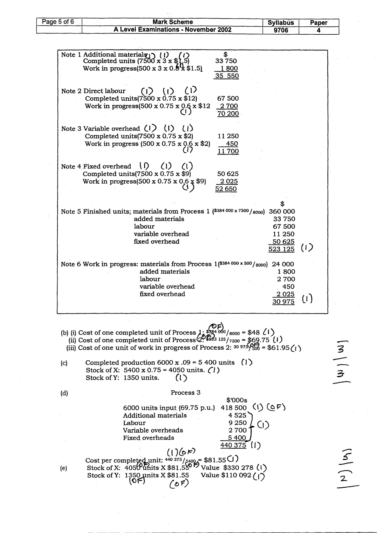 Mark scheme, page 6 of 7