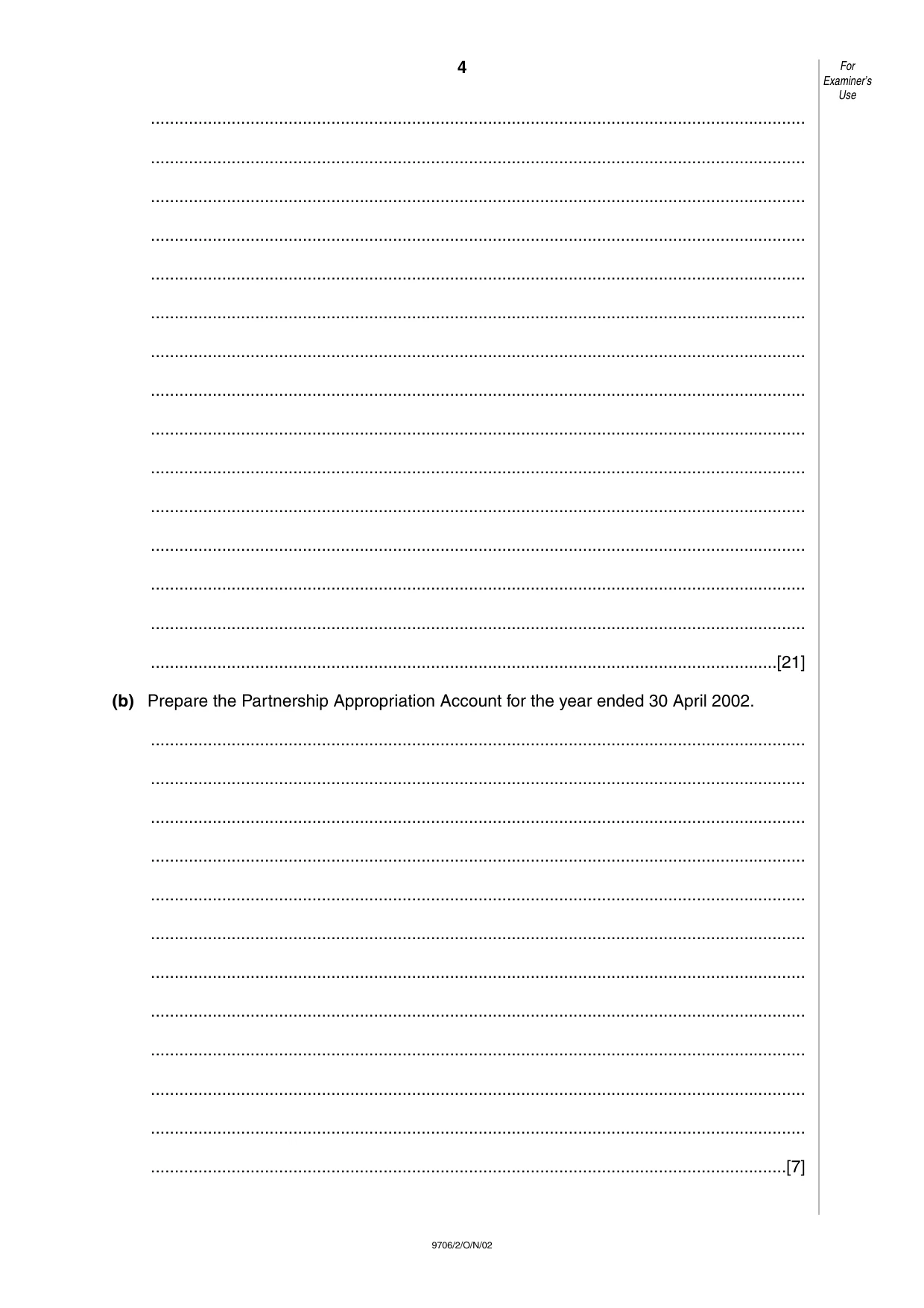 Cambridge A Level Accounting 9706 2002 Oct/Nov Paper 2 · Variant 1 question paper, page 4 of 12