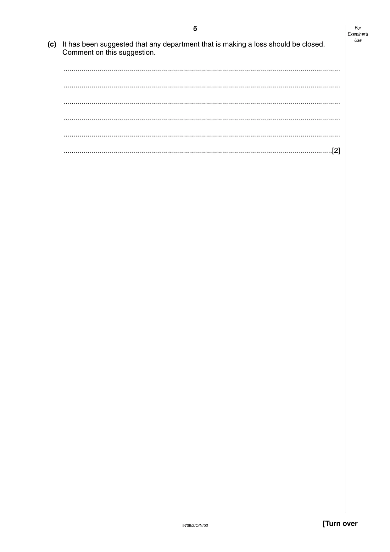 Cambridge A Level Accounting 9706 2002 Oct/Nov Paper 2 · Variant 1 question paper, page 5 of 12
