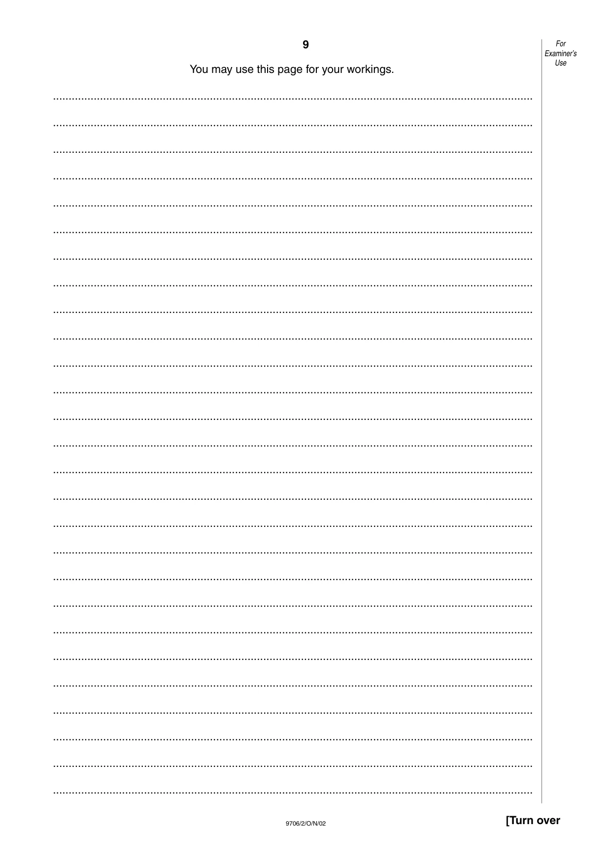 Cambridge A Level Accounting 9706 2002 Oct/Nov Paper 2 · Variant 1 question paper, page 9 of 12