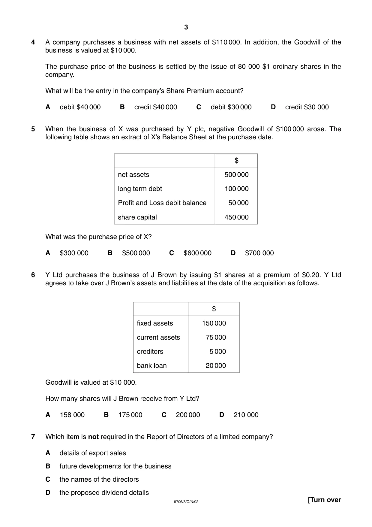 Cambridge A Level Accounting 9706 2002 Oct/Nov Paper 3 · Variant 1 question paper, page 3 of 12
