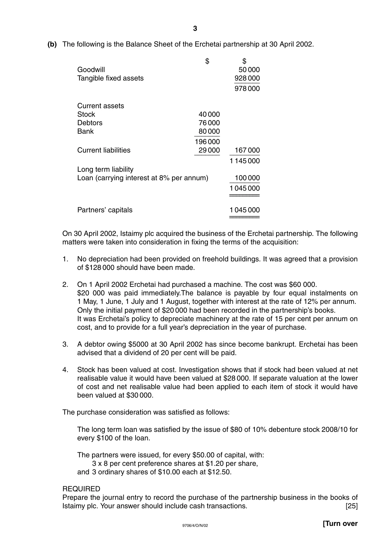 Cambridge A Level Accounting 9706 2002 Oct/Nov Paper 4 · Variant 1 question paper, page 3 of 8