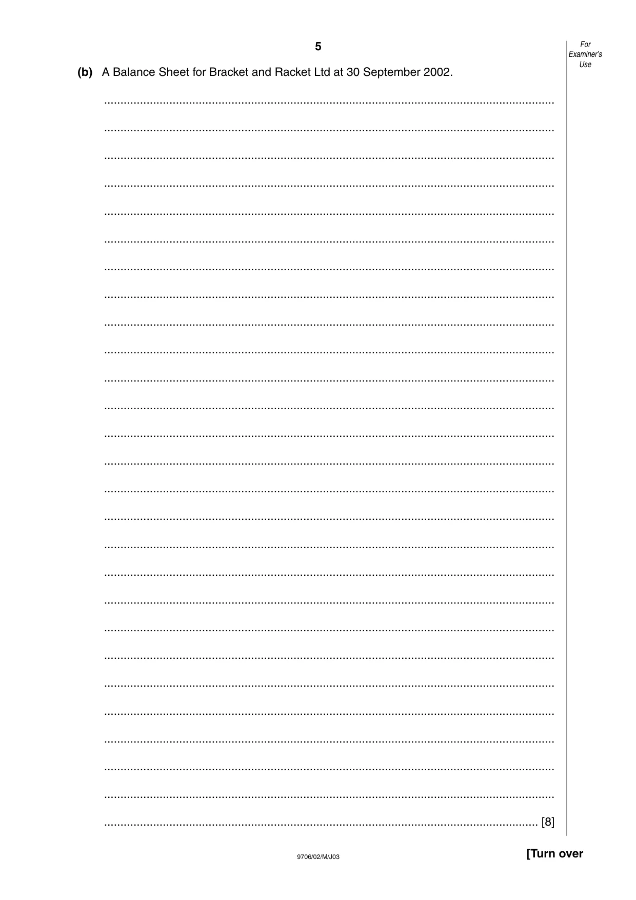 Cambridge A Level Accounting 9706 2003 May/June Paper 2 · Variant 1 question paper, page 5 of 12