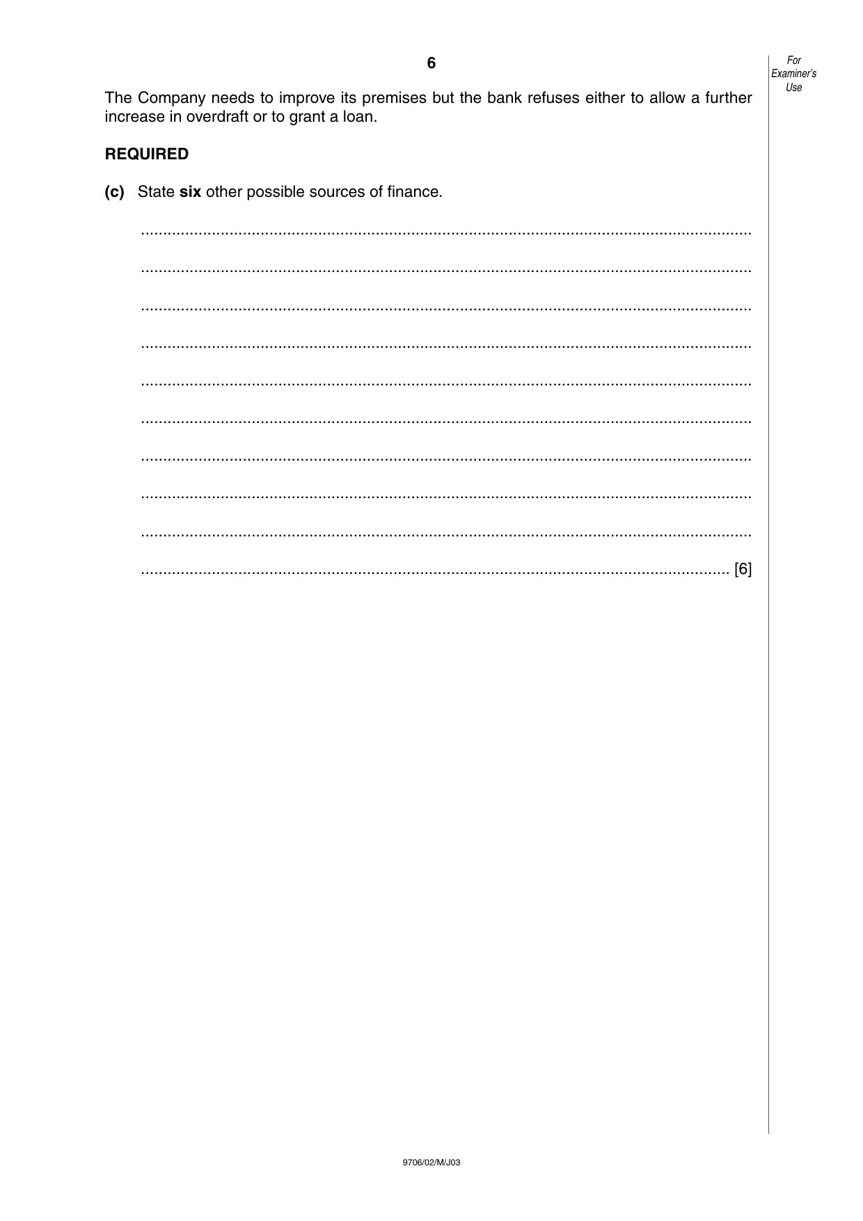 Cambridge A Level Accounting 9706 2003 May/June Paper 2 · Variant 1 question paper, page 6 of 12