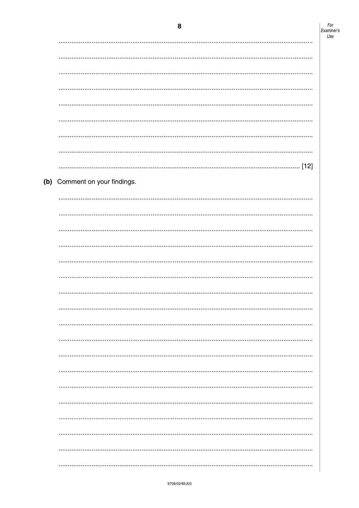 Cambridge A Level Accounting 9706 2003 May/June Paper 2 · Variant 1 question paper, page 8 of 12