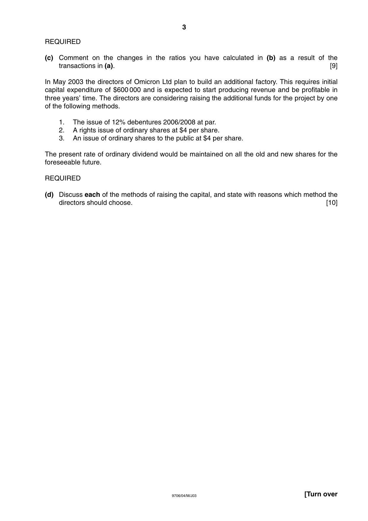 Cambridge A Level Accounting 9706 2003 May/June Paper 4 · Variant 1 question paper, page 3 of 8