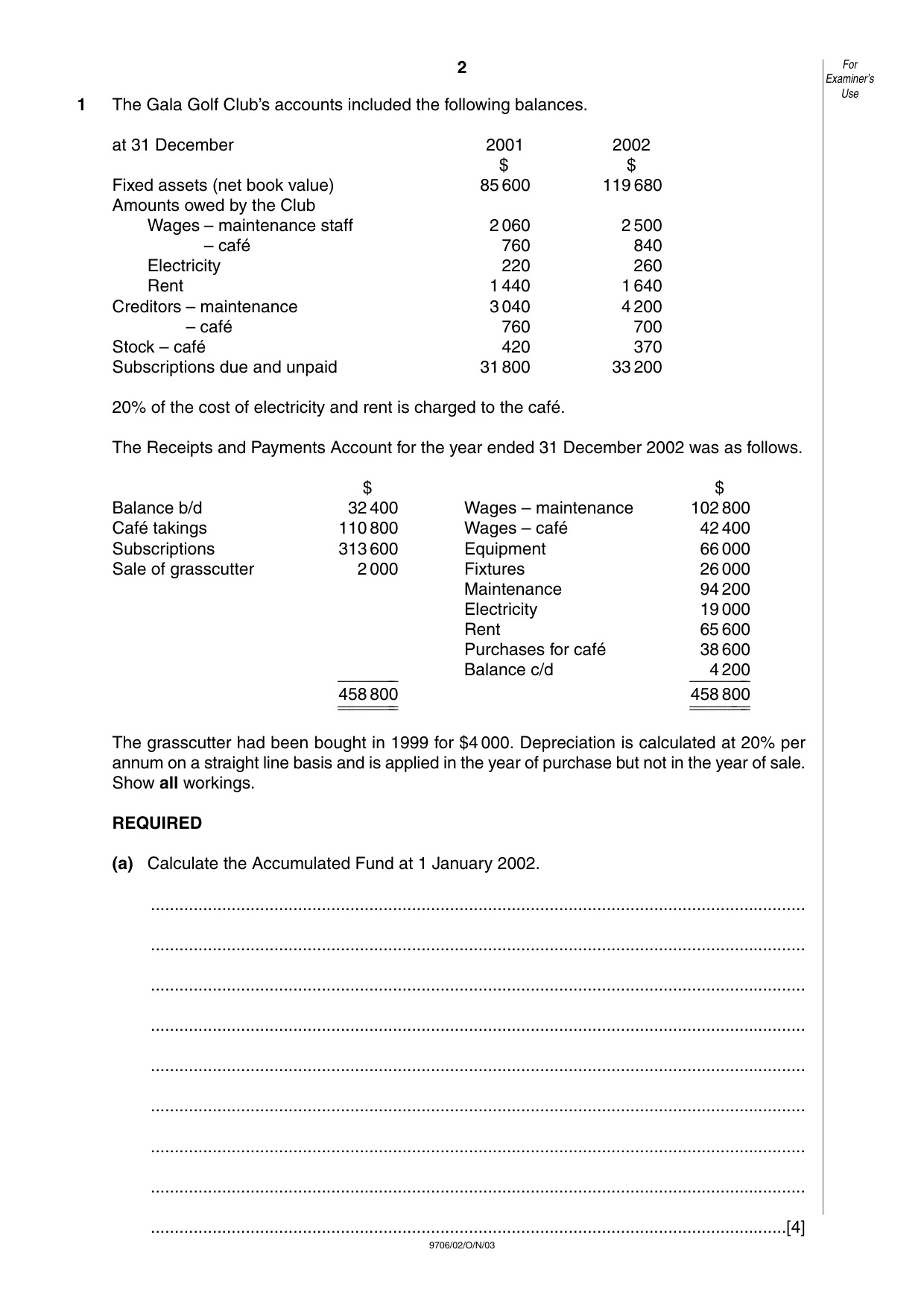 Cambridge A Level Accounting 9706 2003 Oct/Nov Paper 2 · Variant 1 question paper, page 2 of 12