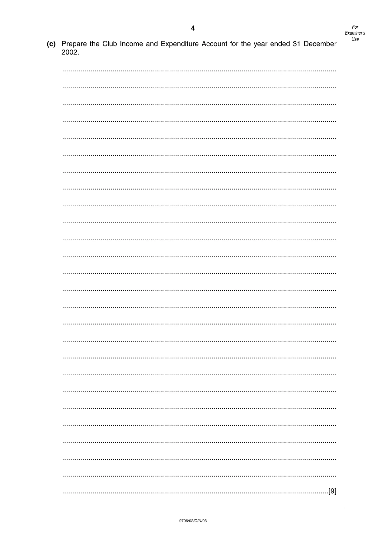 Cambridge A Level Accounting 9706 2003 Oct/Nov Paper 2 · Variant 1 question paper, page 4 of 12