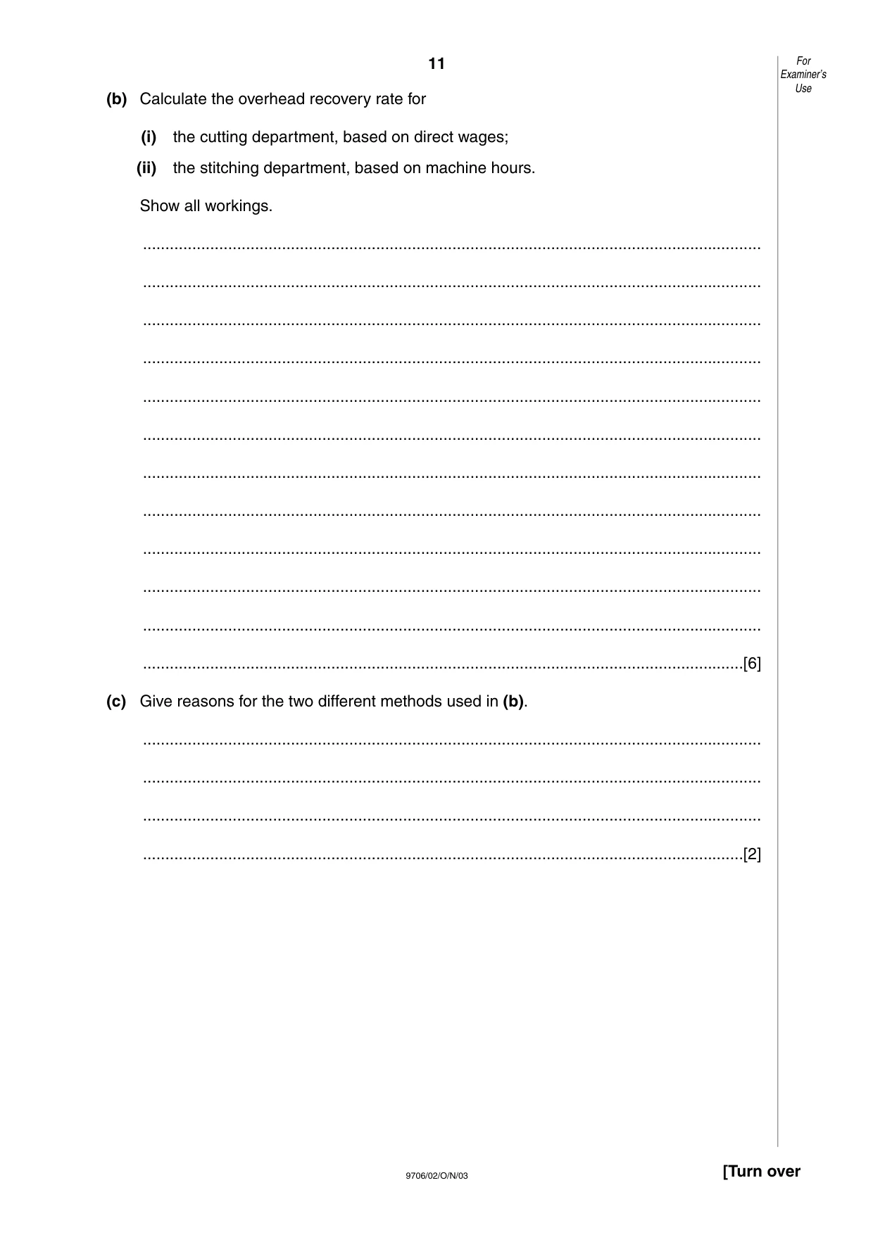 Cambridge A Level Accounting 9706 2003 Oct/Nov Paper 2 · Variant 1 question paper, page 11 of 12