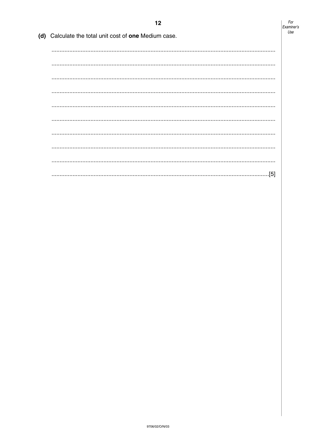 Cambridge A Level Accounting 9706 2003 Oct/Nov Paper 2 · Variant 1 question paper, page 12 of 12