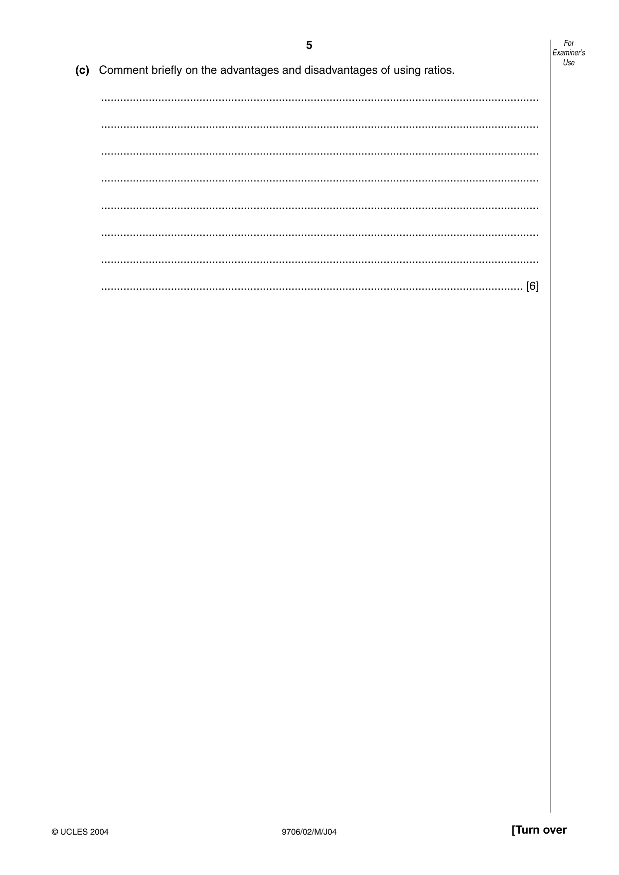 Cambridge A Level Accounting 9706 2004 May/June Paper 2 · Variant 1 question paper, page 5 of 12
