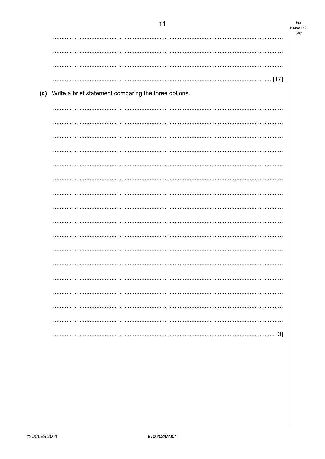 Cambridge A Level Accounting 9706 2004 May/June Paper 2 · Variant 1 question paper, page 11 of 12
