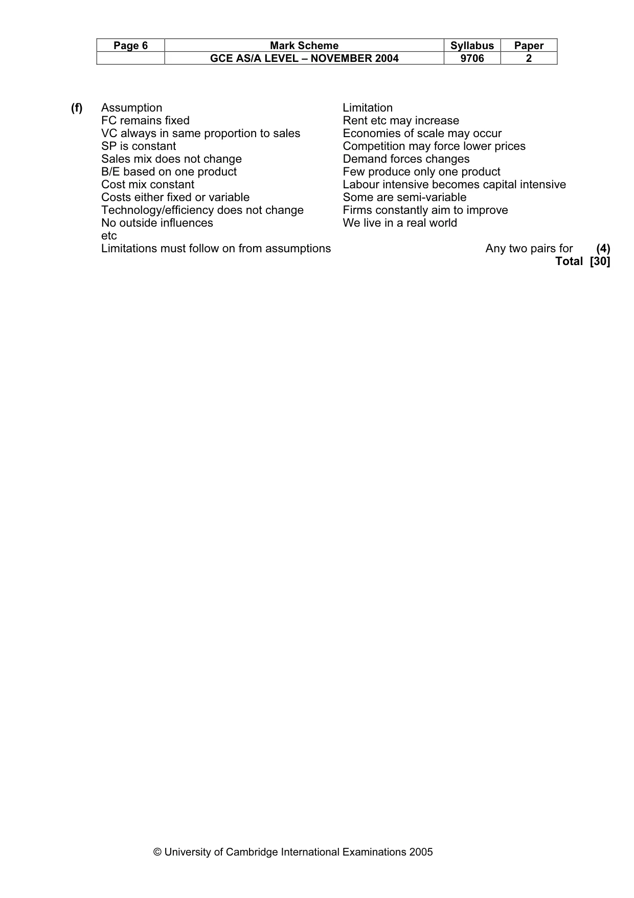 Mark scheme, page 9 of 10