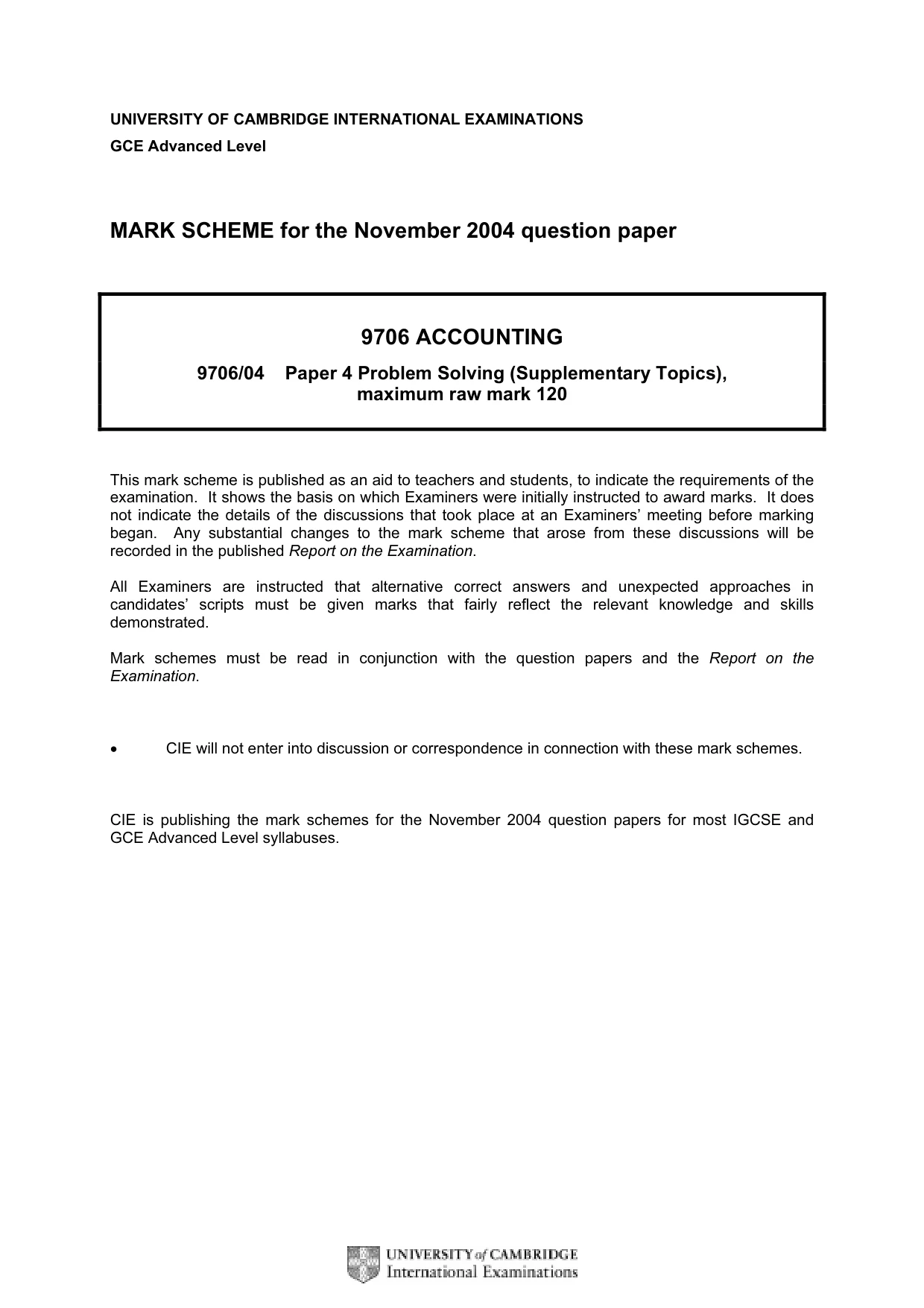 Mark scheme, page 1 of 9