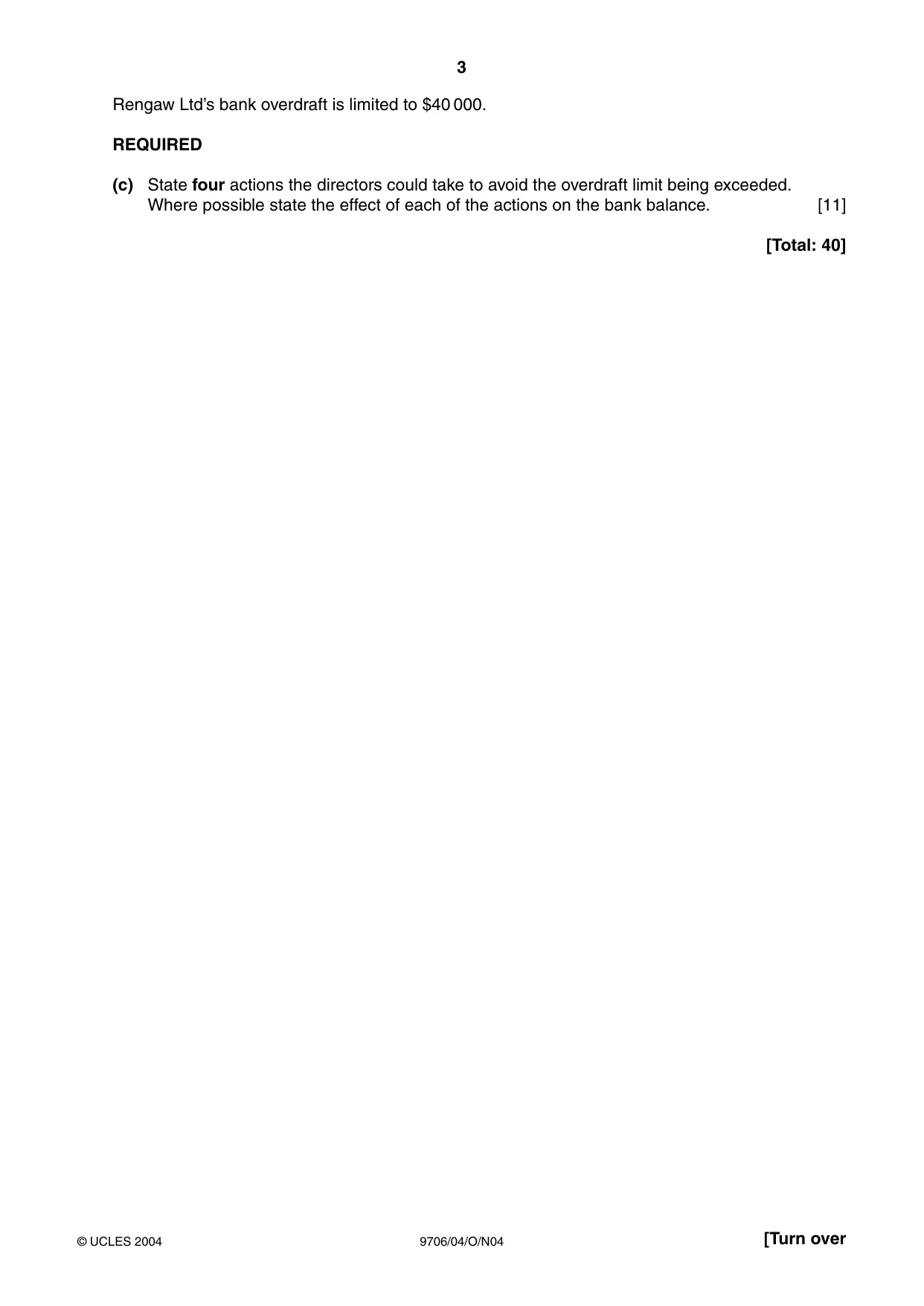 Cambridge A Level Accounting 9706 2004 Oct/Nov Paper 4 · Variant 1 question paper, page 3 of 8