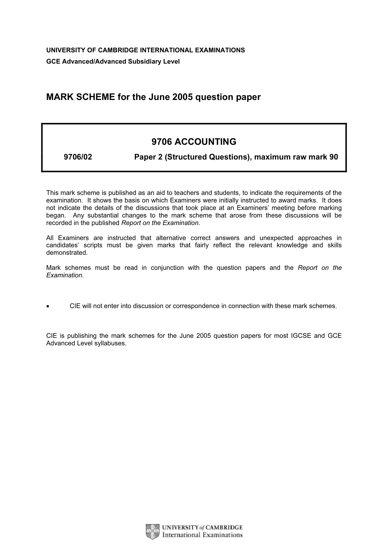 Mark scheme, page 1 of 7