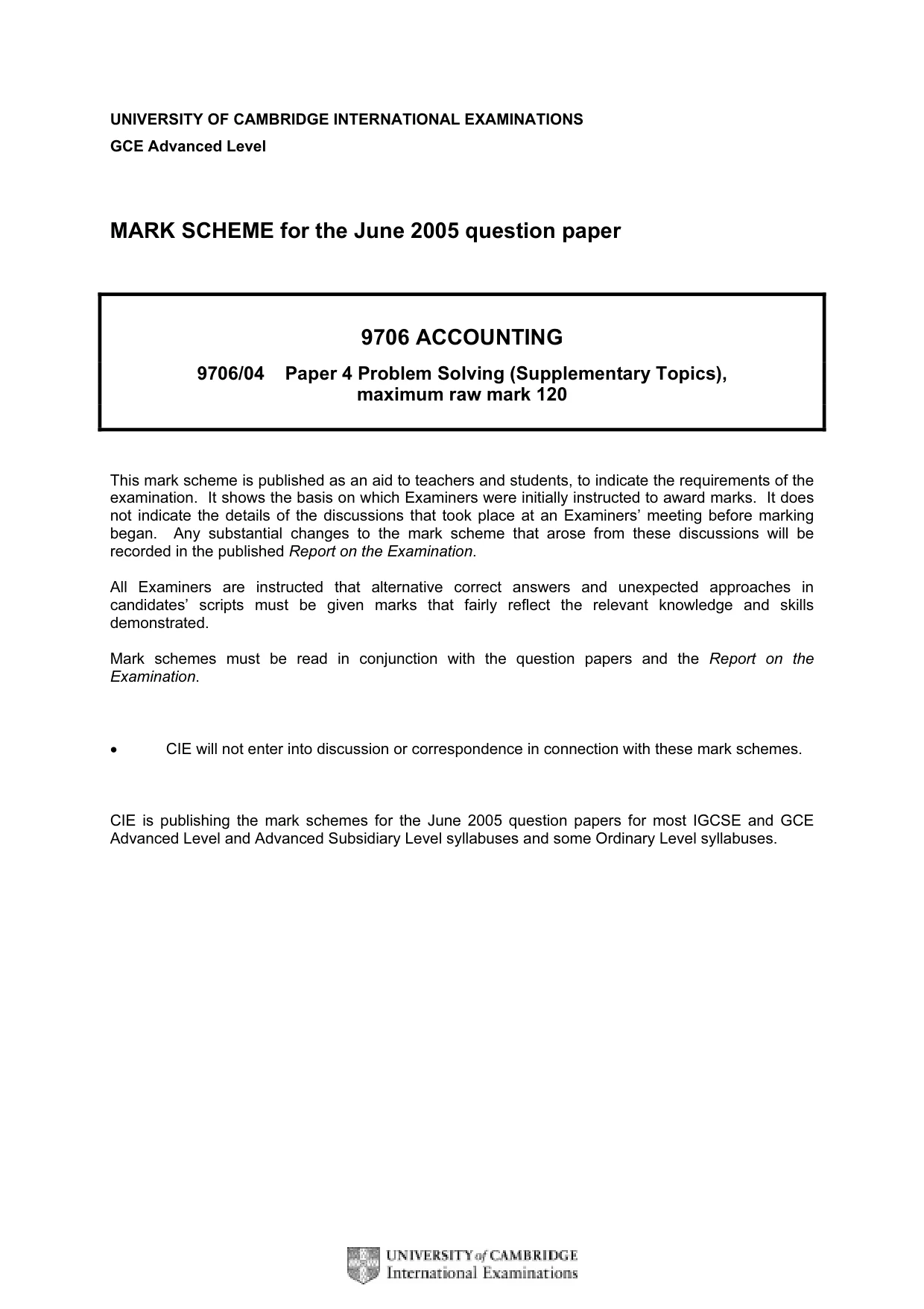 Mark scheme, page 1 of 8