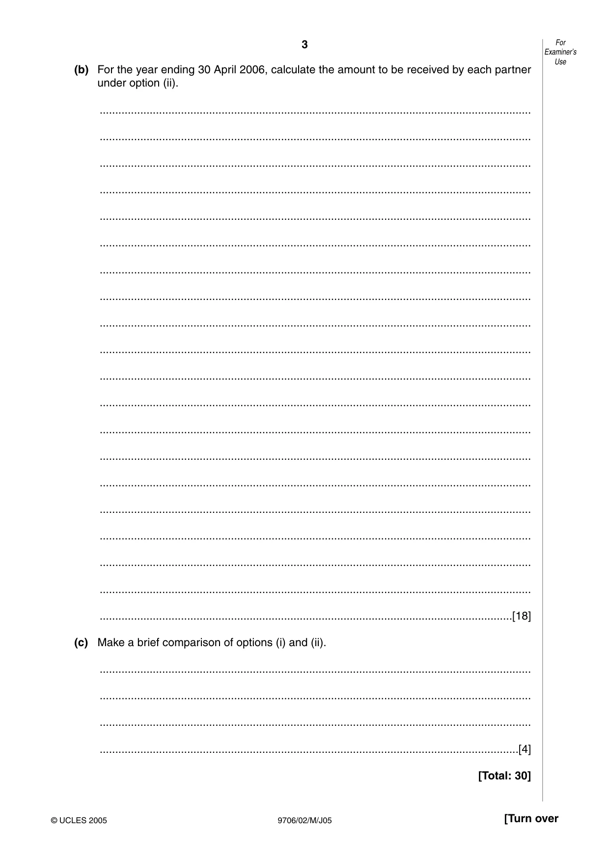 Cambridge A Level Accounting 9706 2005 May/June Paper 2 · Variant 1 question paper, page 3 of 12