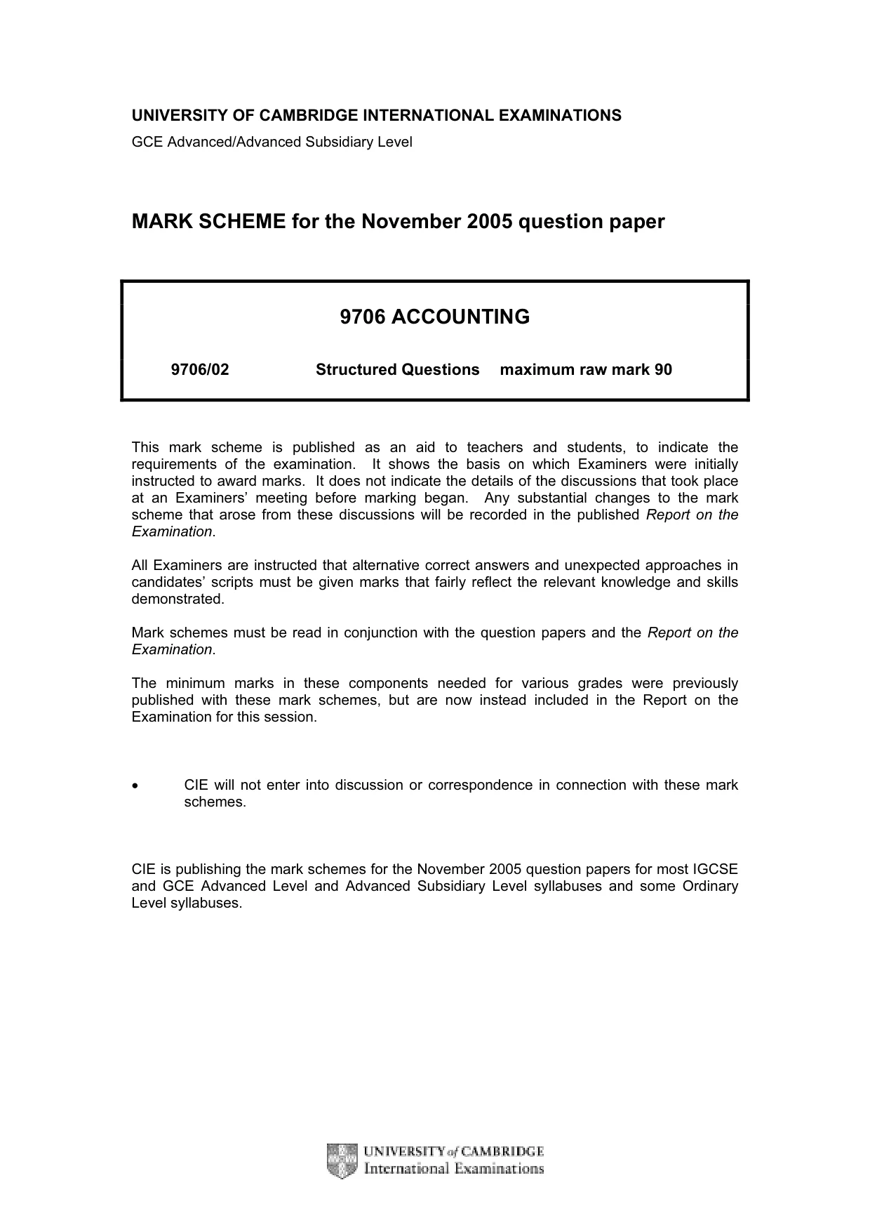Mark scheme, page 1 of 7