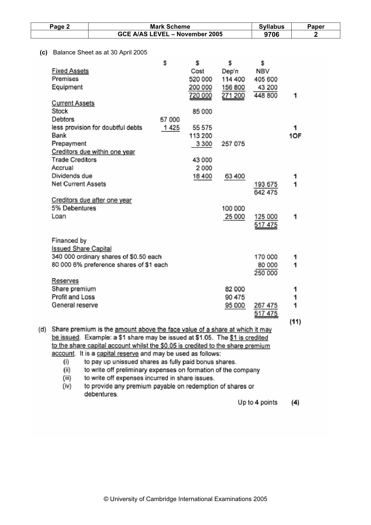 Mark scheme, page 3 of 7