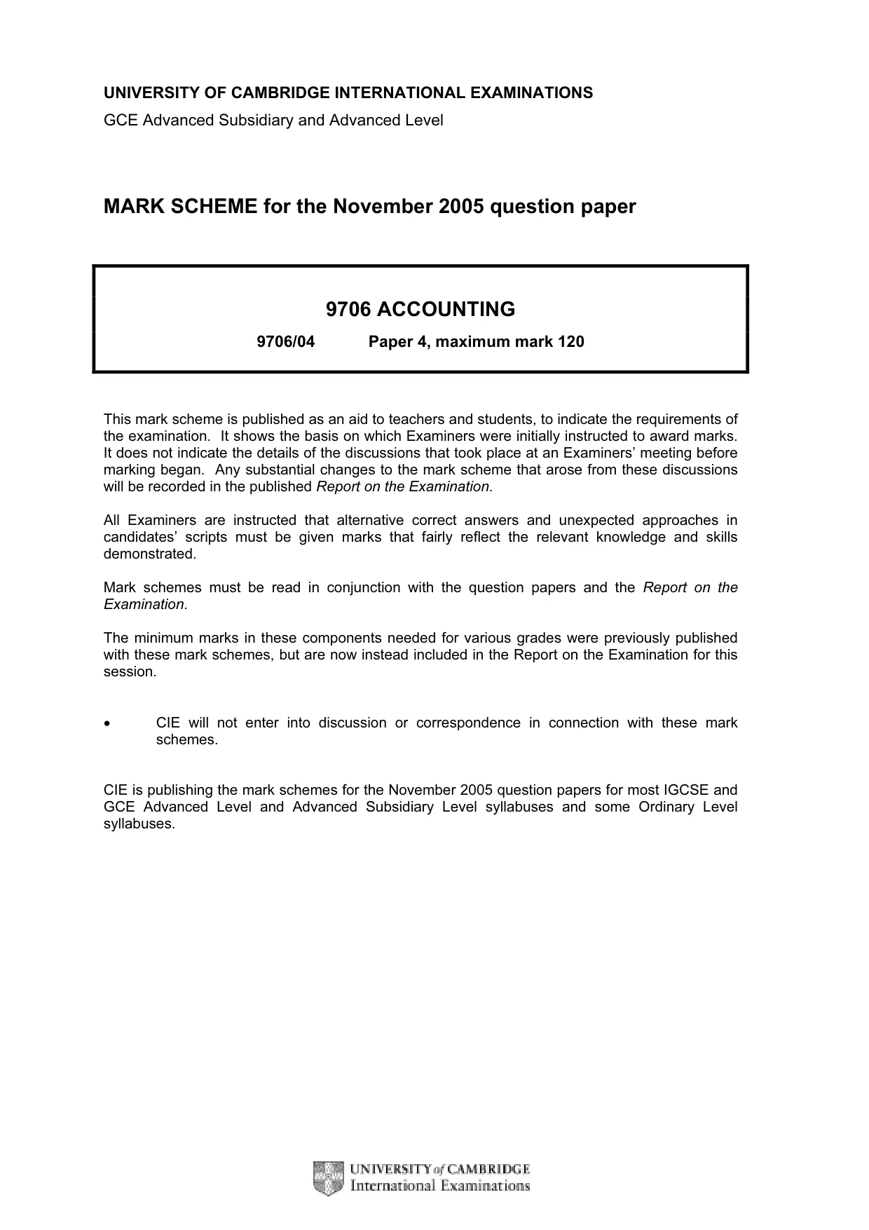 Mark scheme, page 1 of 6