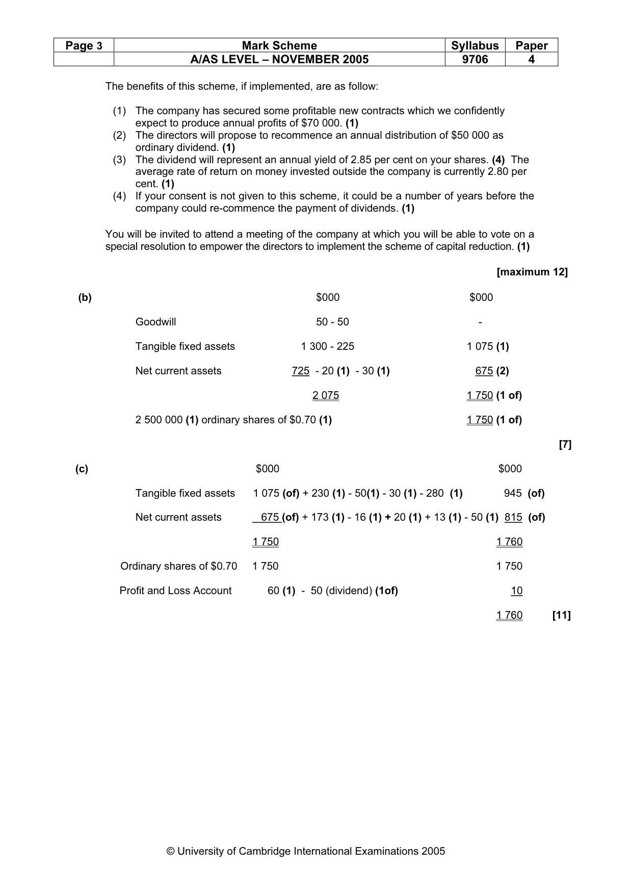 Mark scheme, page 4 of 6
