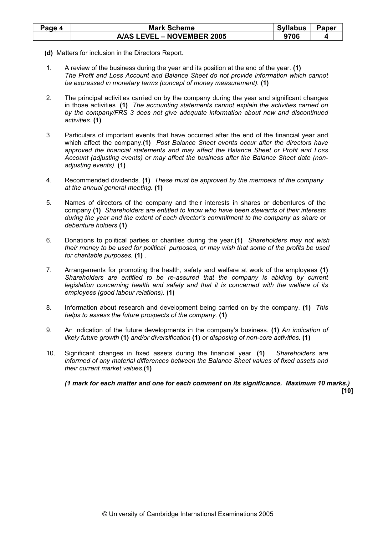 Mark scheme, page 5 of 6