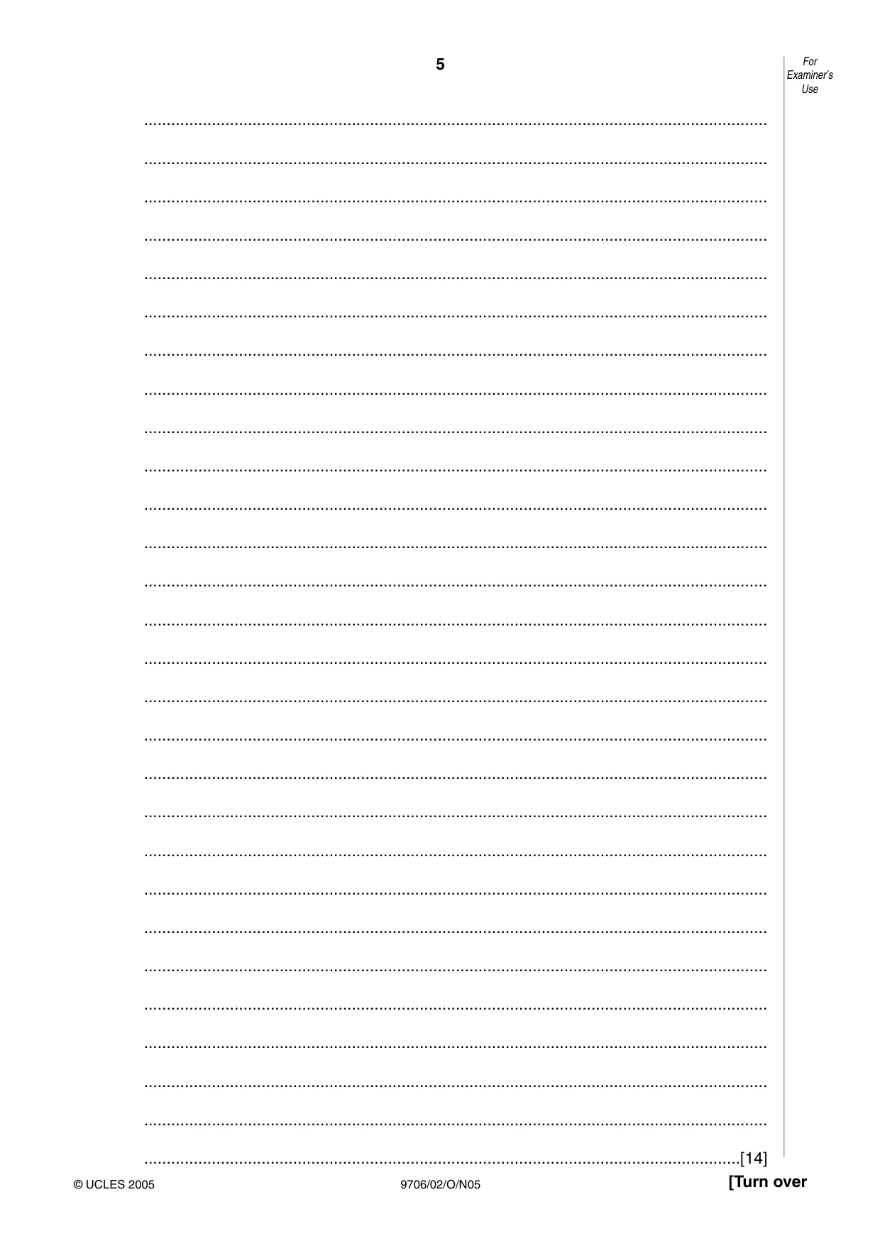 Cambridge A Level Accounting 9706 2005 Oct/Nov Paper 2 · Variant 1 question paper, page 5 of 16